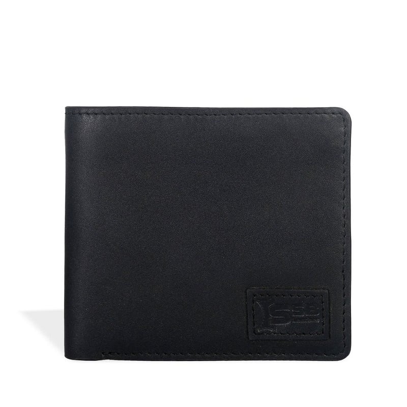 Curvy Black Billfold Leather Wallet SB-W53