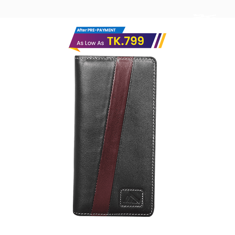 Handcrafted Maroon Streak Leather Long Wallet MFW04