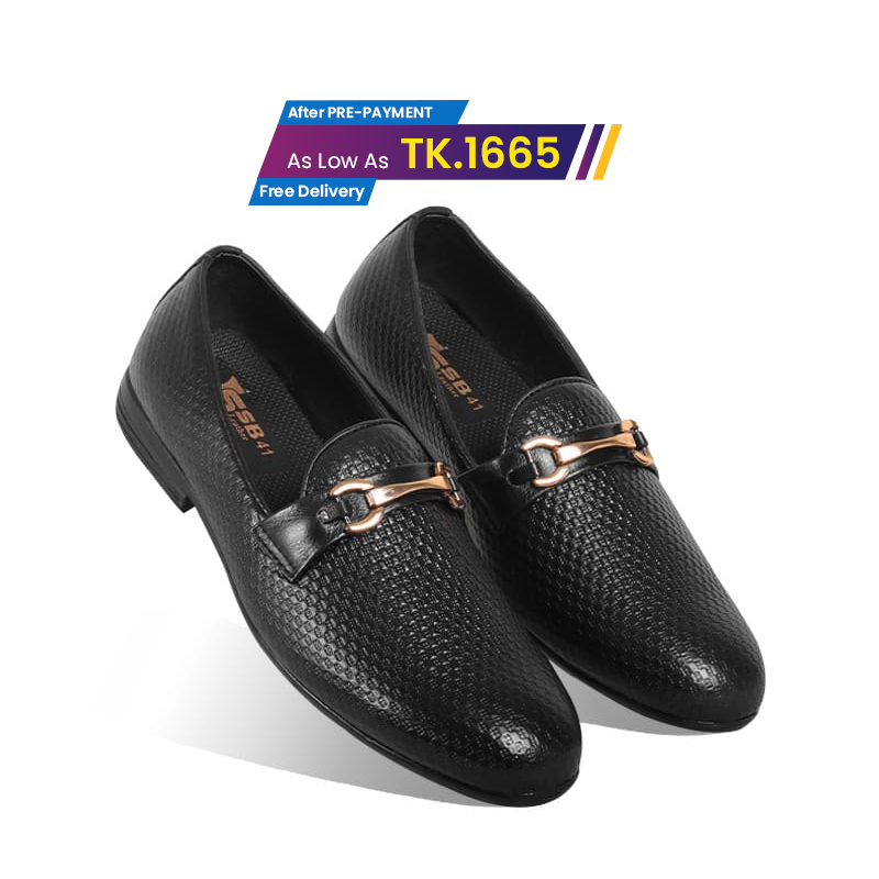 Black Textured Leather Tassel For Men SB-S785