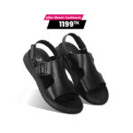 Black Leather Adjustable Strap Casual Sandal For Men SB-S794
