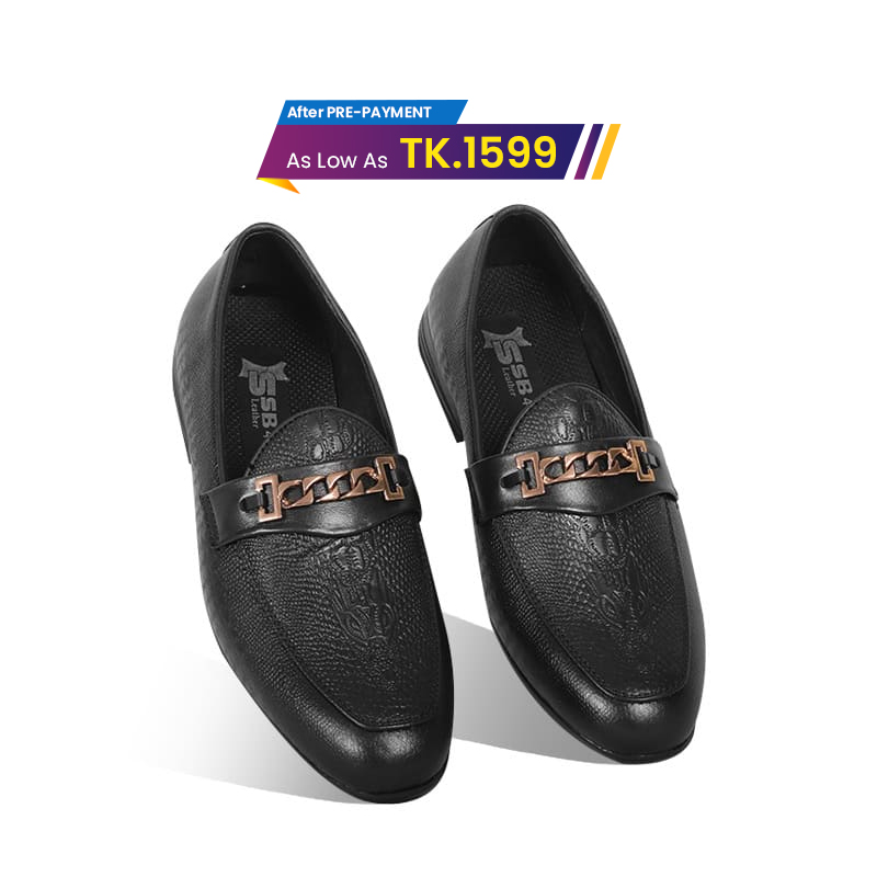 Classic Black Textured Leather Tassel Shoes For Men SB-S928
