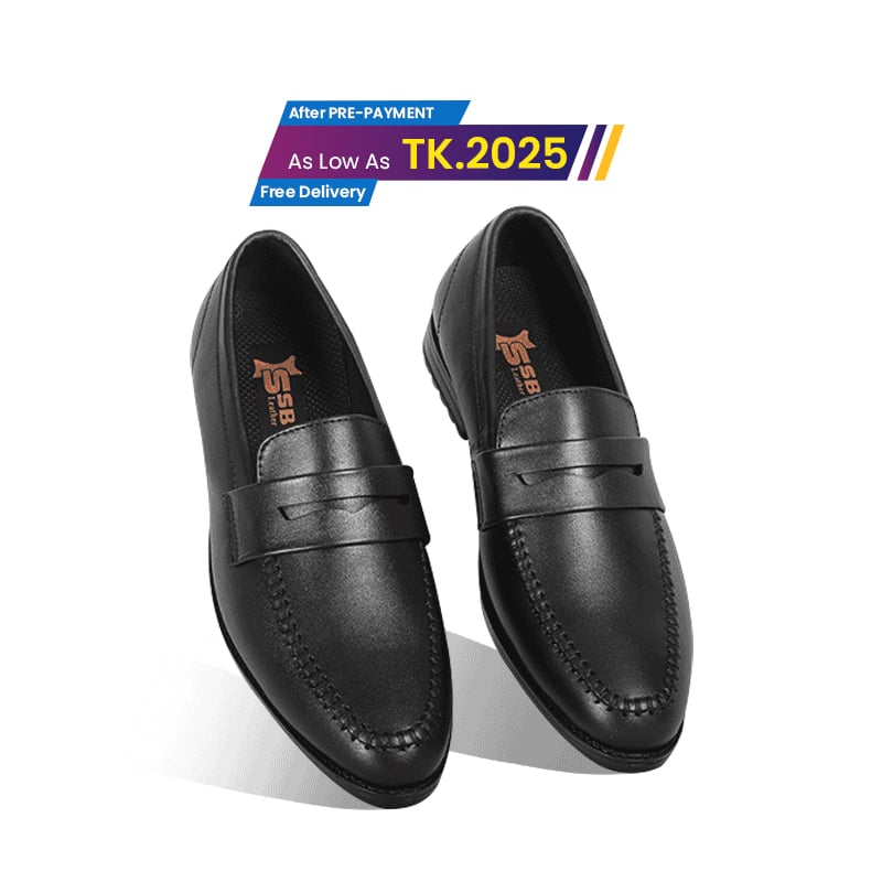 Classic Black Leather Penny Loafer Shoes For Men SB-S994