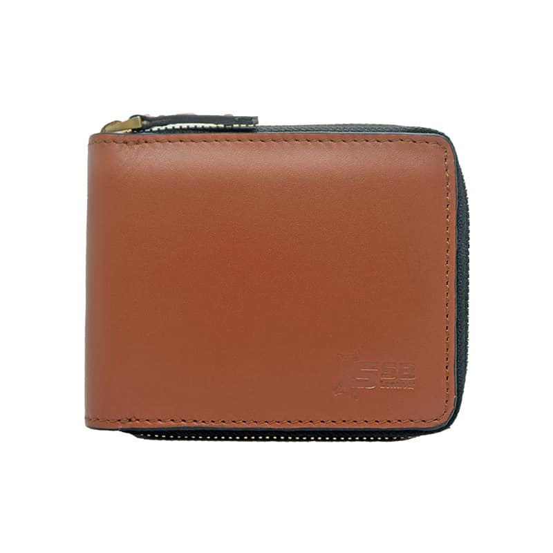 Tan Color Zippered Bi-fold Slim Wallet SB-W54