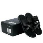 Men's Black Cross Toe Leather Sandal SB-S142