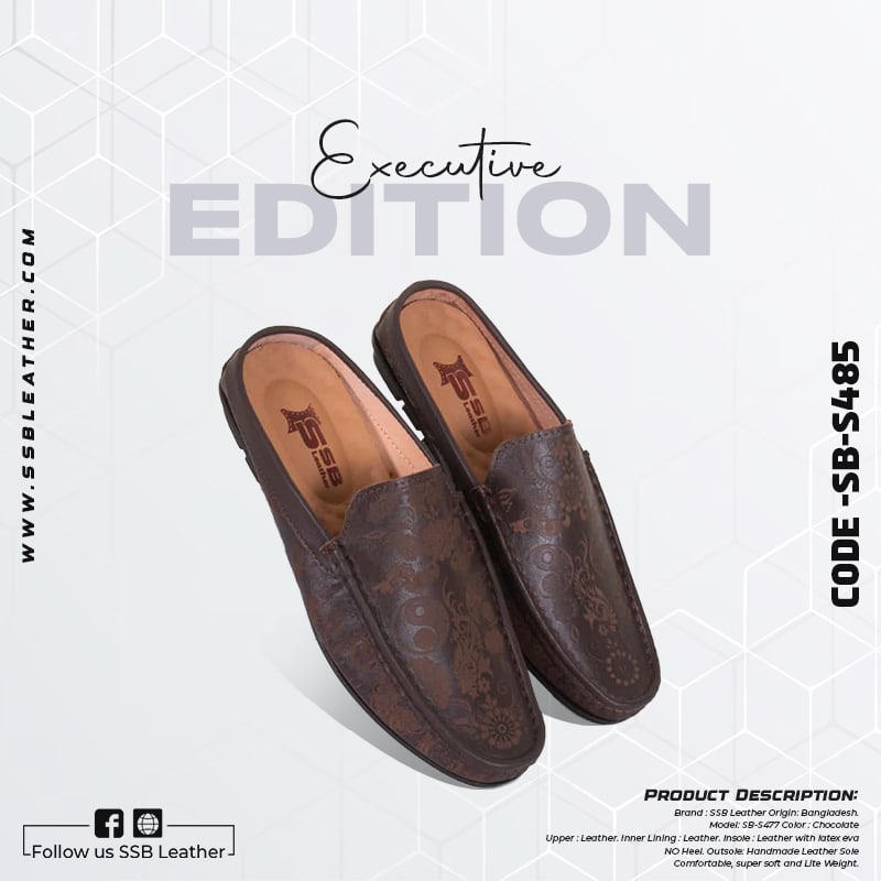 Elegance Medicated Flower Design Leather Half Shoes SB-S485 | Executive