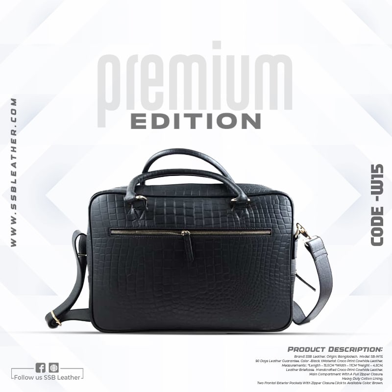 Crocodile Print Leather Briefcase Official Bag SB-W15 | Premium