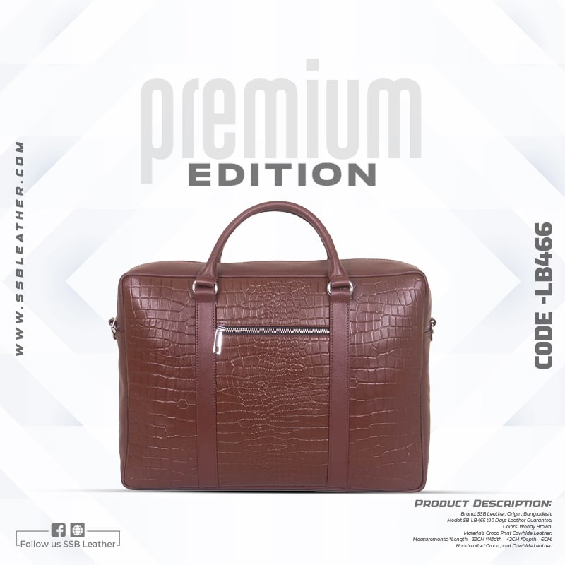 Crocodile Print Leather Briefcase Bag SB-LB466 | Premium