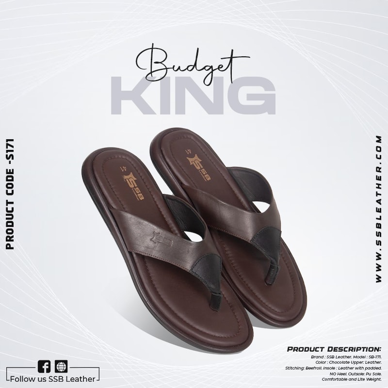 Men's Chocolate Leather Sandal SB-S171 | Budget King