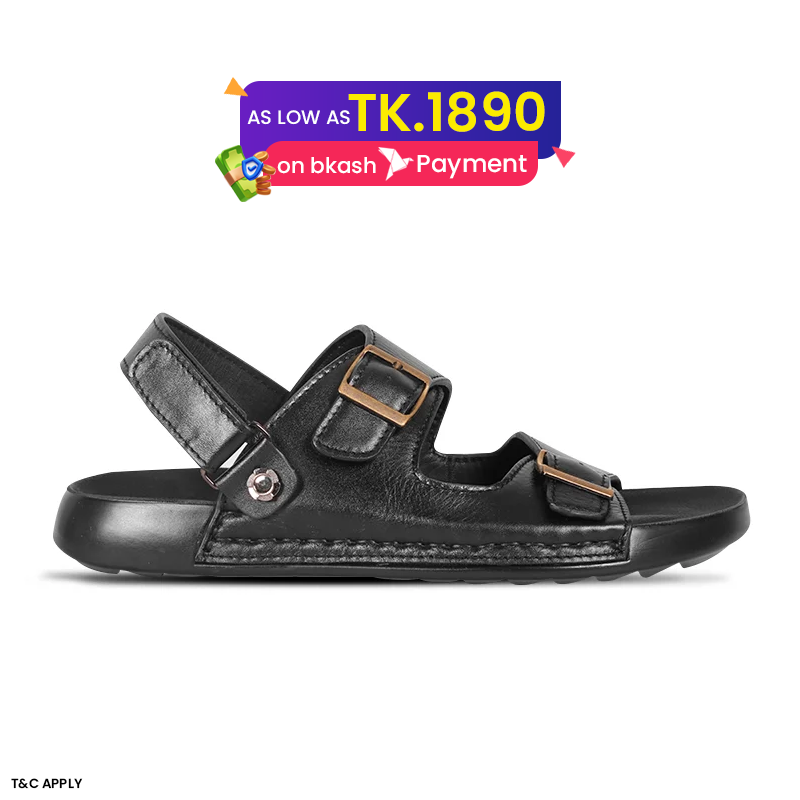 Black Leather Sandal For Men SB-S1168