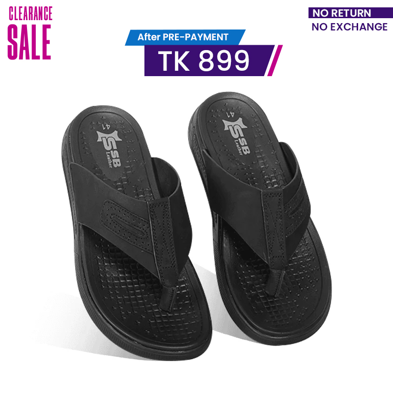 Black Comfort Leather Sandal For Men SB-S1003