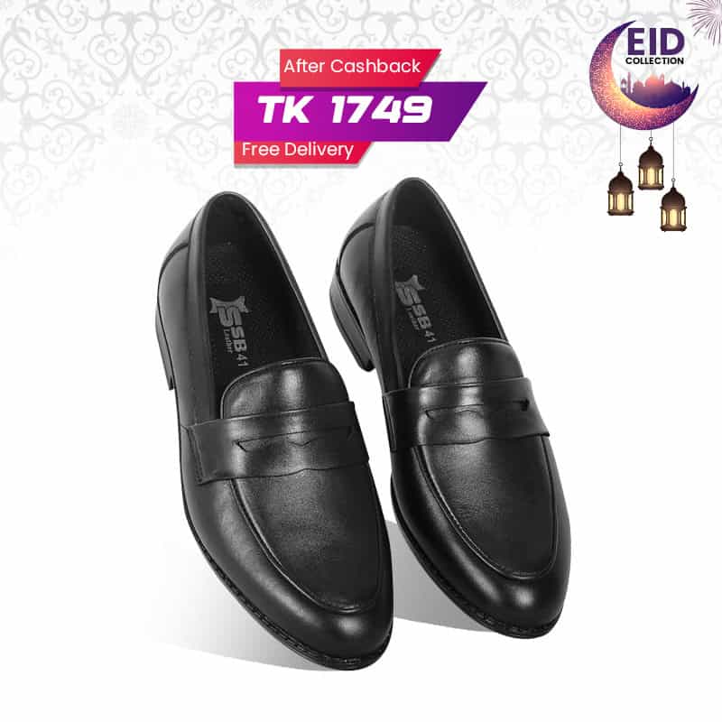 Classic Black Leather Penny Formal Shoe For Men SB-S915