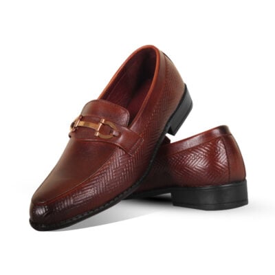 Luxury Rich Brown Textured Leather Tassel For Men SB-S789