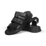 Black Leather Adjustable Strap Casual Sandal For Men SB-S791