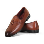 Brown Textured Leather Tassel For Men SB-S787