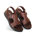 Rich BrownLeather Adjustable Strap Casual Sandal For Men SB-S791