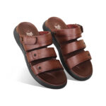 Rich Brown Leather Adjustable Strap Casual Sandal For Men SB-S793
