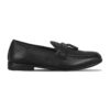 Black Textured Leather Tassel For Men SB-S825