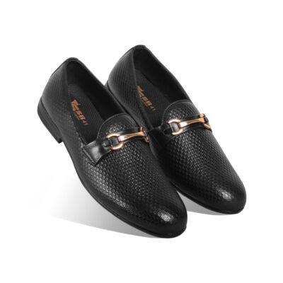 Black Textured Leather Tassel For Men SB-S785