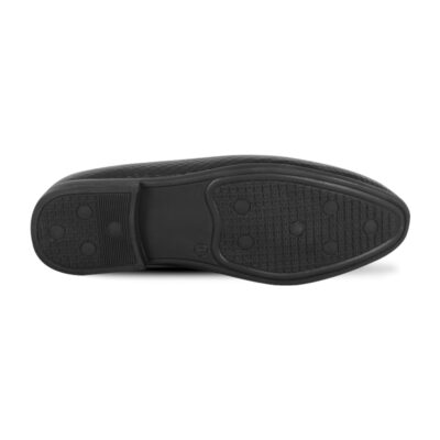 Black Textured Leather Tassel For Men SB-S785