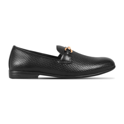 Black Textured Leather Tassel For Men SB-S785