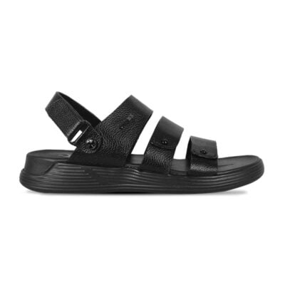 Black Leather Adjustable Strap Casual Sandal For Men SB-S791
