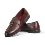 Dark Brown Textured Leather Tassel For Men SB-S788