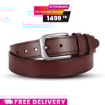 Classic Dark Maroon One Part Leather Belt For Men-IB109