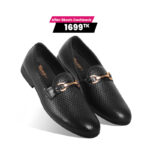 Black Textured Leather Tassel For Men SB-S785