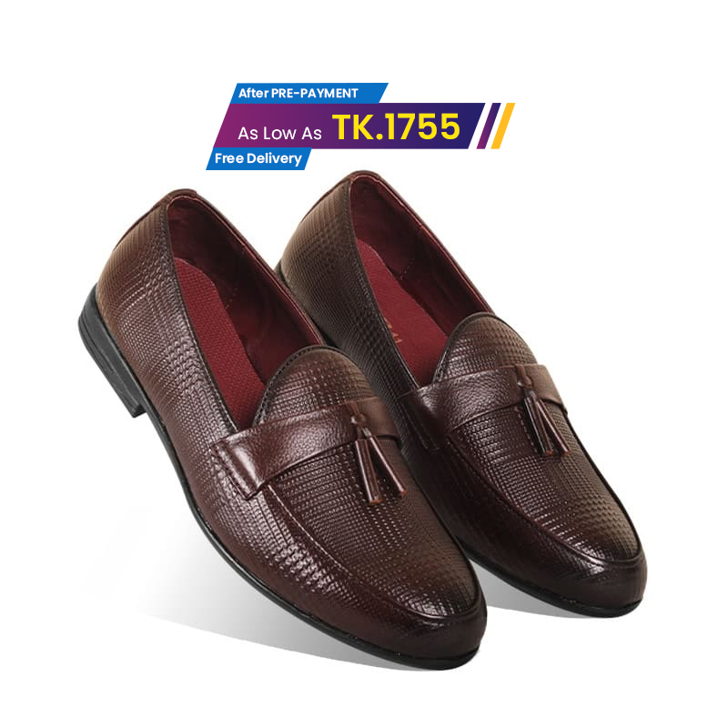 Dark Brown Textured Leather Tassel For Men SB-S788