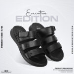 Black Leather Adjustable Strap Casual Sandal For Men SB-S791
