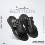 Black Leather Adjustable Strap Casual Sandal For Men SB-S807