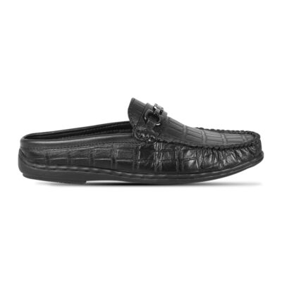Black Croco Pattern Leather Half Shoes For Men SB-S914