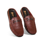 Brown Croco Pattern Leather Half Shoes For Men SB-S912