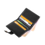 Black Crocodile-Pattern Leather Small Card Wallet SB-W234