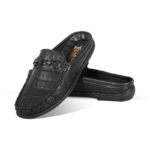 Black Croco Pattern Leather Half Shoes For Men SB-S914