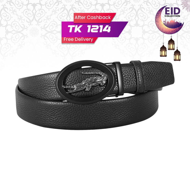 Croco Style Black Leather Gear Belt For Men SB-IB049