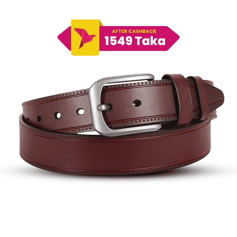 Classic Dark Maroon One Part Leather Belt For Men-IB109