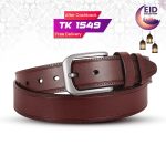 Classic Dark Maroon One Part Leather Belt For Men-IB109