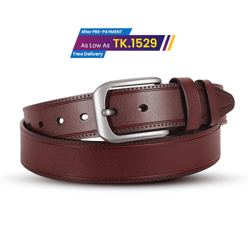 Classic Dark Maroon One Part Leather Belt For Men-IB109