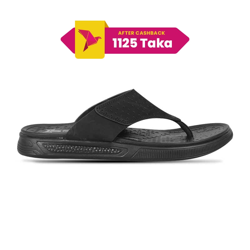 Black Comfort Leather Sandal For Men SB-S1005