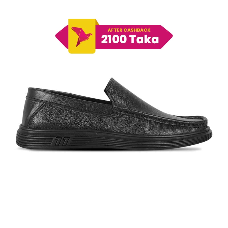 Black Leather Casual Shoes For Men SB-S1009