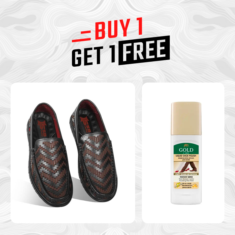 Laser Cut Woven Design Leather Casual Shoes For Men SB-S1021