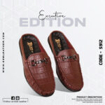 Brown Croco Pattern Leather Half Shoes For Men SB-S912