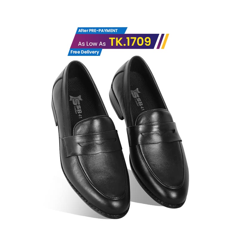 Classic Black Leather Penny Formal Shoe For Men SB-S915