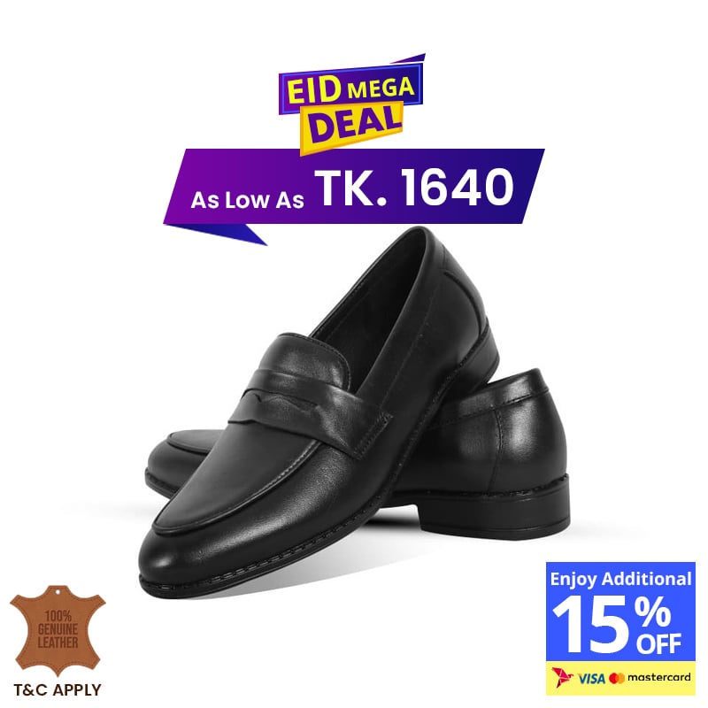 Classic Black Leather Penny Formal Shoe For Men SB-S915