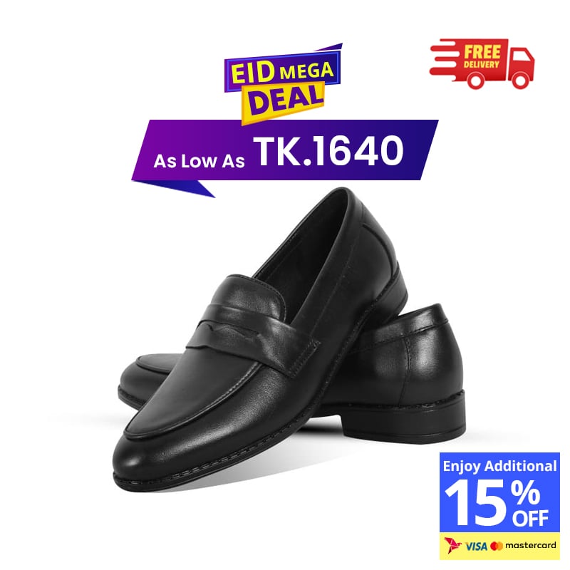 Classic Black Leather Penny Formal Shoe For Men SB-S915