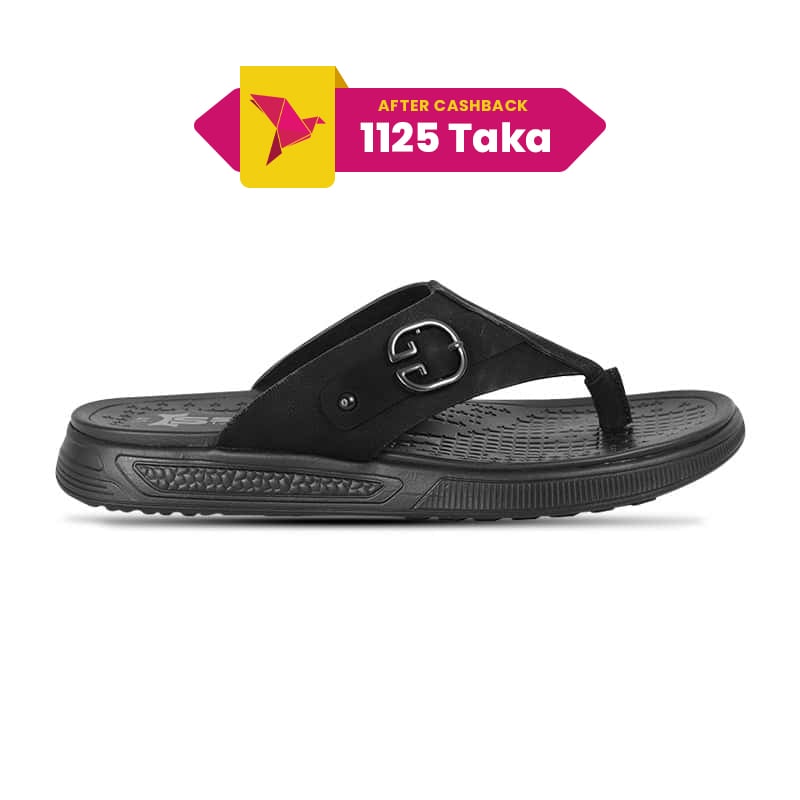Black Comfort Leather Sandal For Men SB-S969