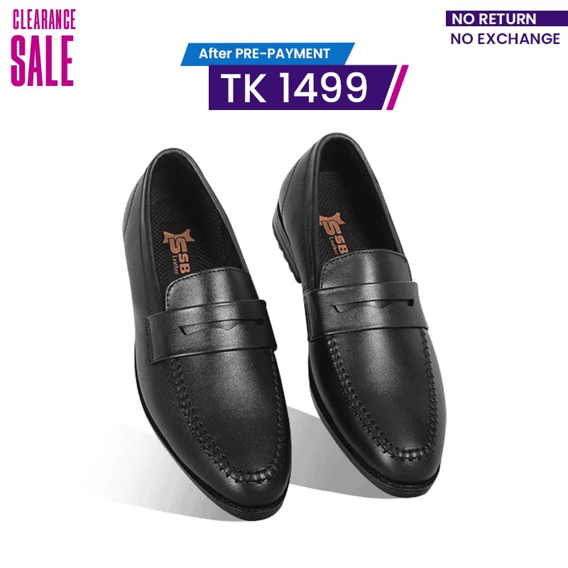 Classic Black Leather Penny Loafer Shoes For Men SB-S994
