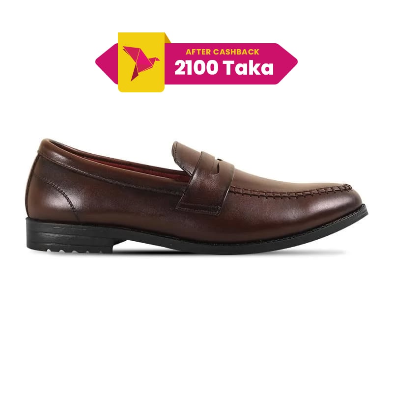 Dark Brown Leather Penny Loafer Shoes For Men SB-S995