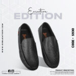 Black Textured Leather Loafer For Men SB-S930